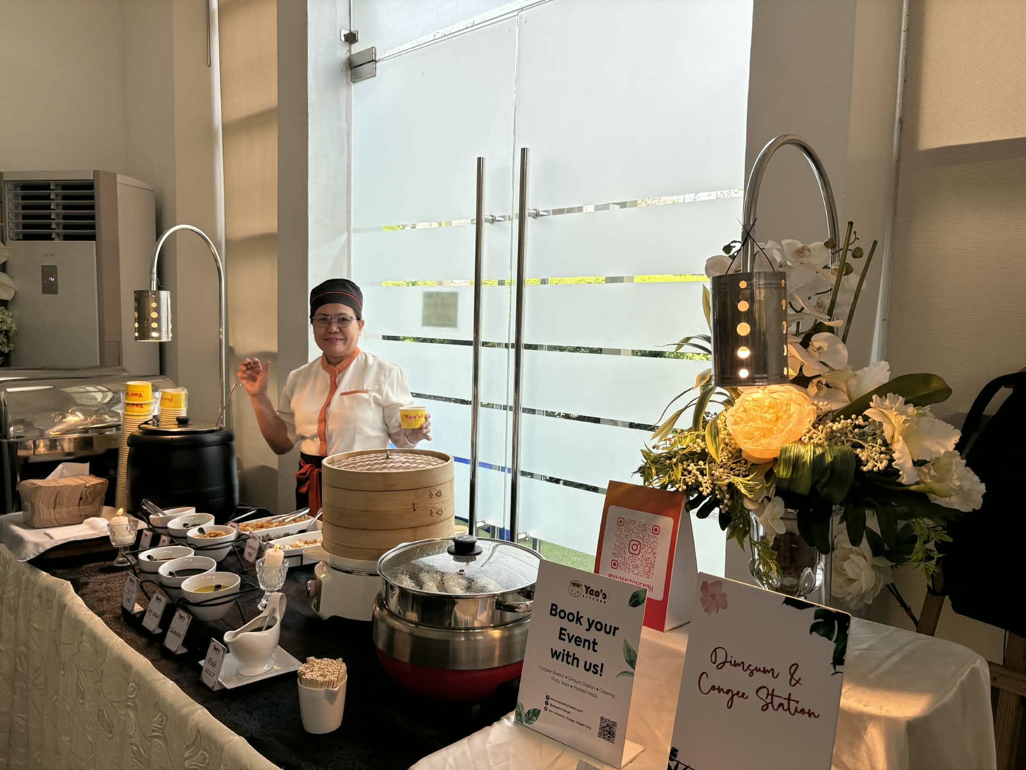 Staff at the catering station